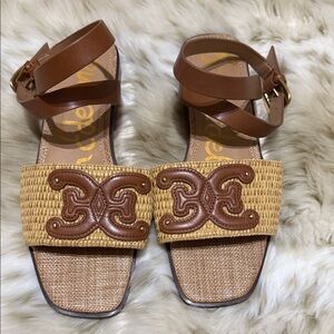 Sam Edelman Ilsie Strappy Raffia Flat Sandals